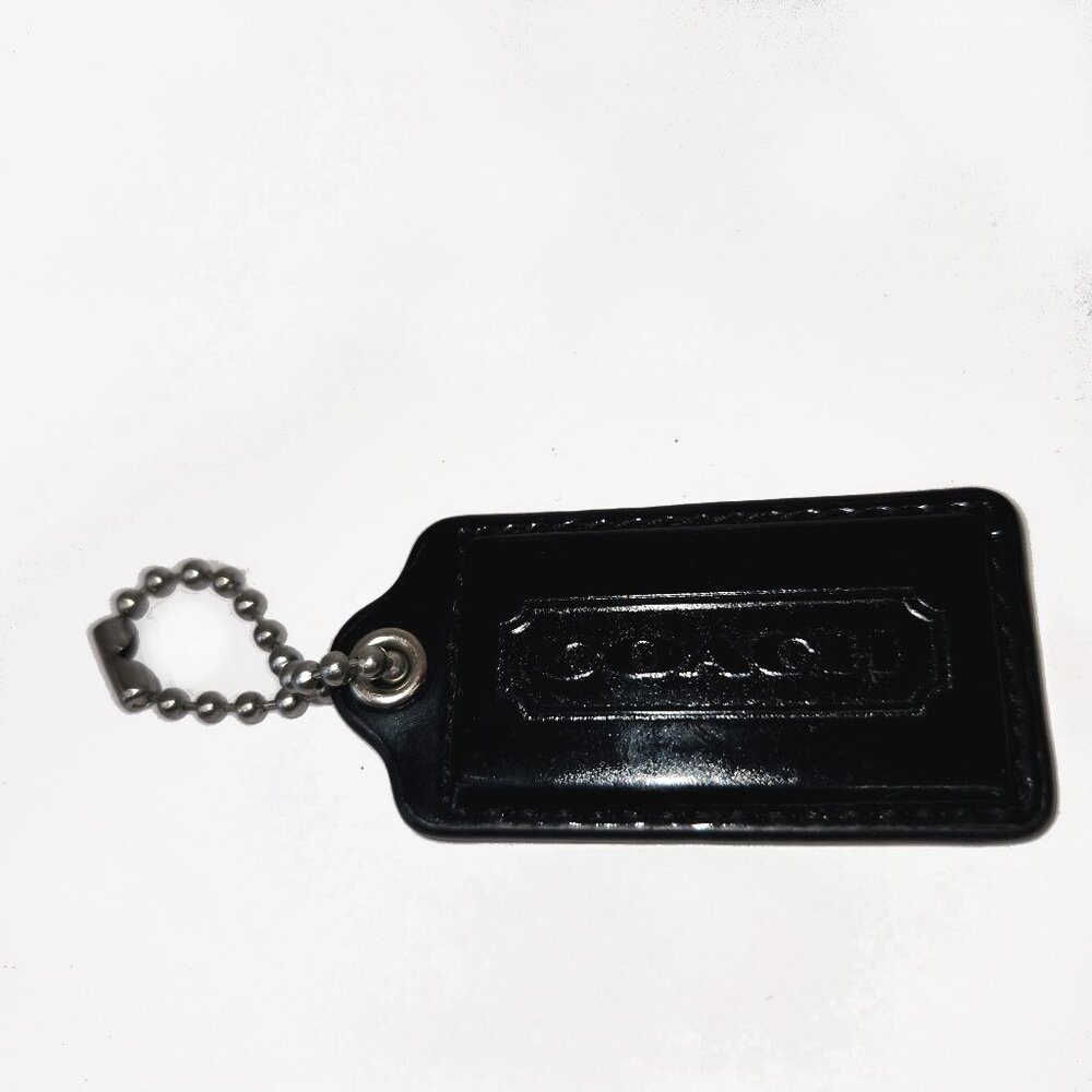Coach Large Patent Leather Hangtag Black Silver